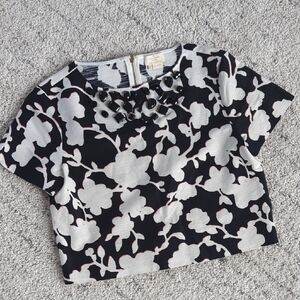 Floral Black and White Women's Top